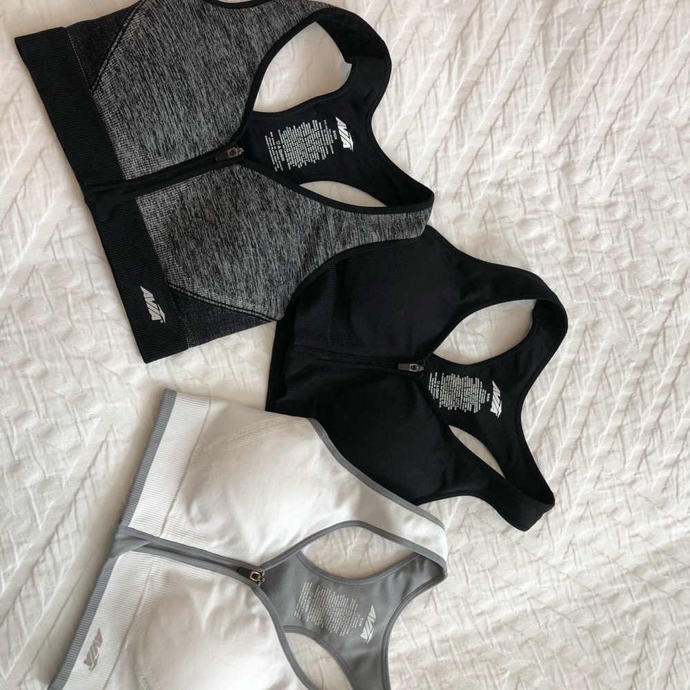 Set of 3 Avia zip front sport bras